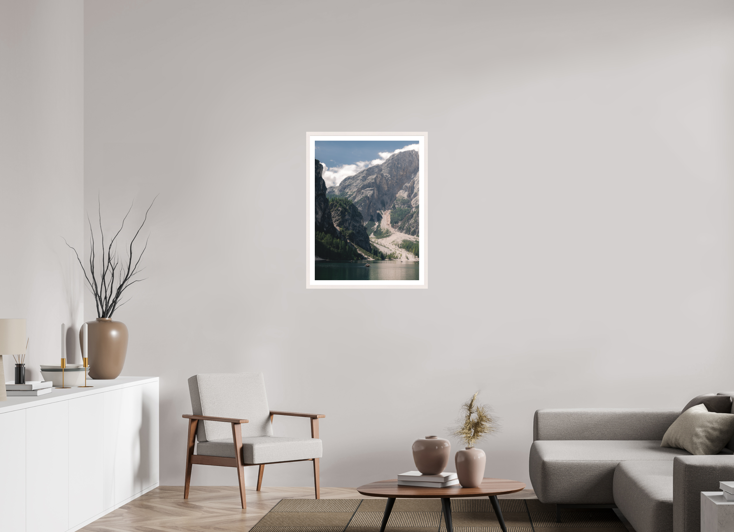 60 x 80 cm, White Maple Frame Lago Di Braies