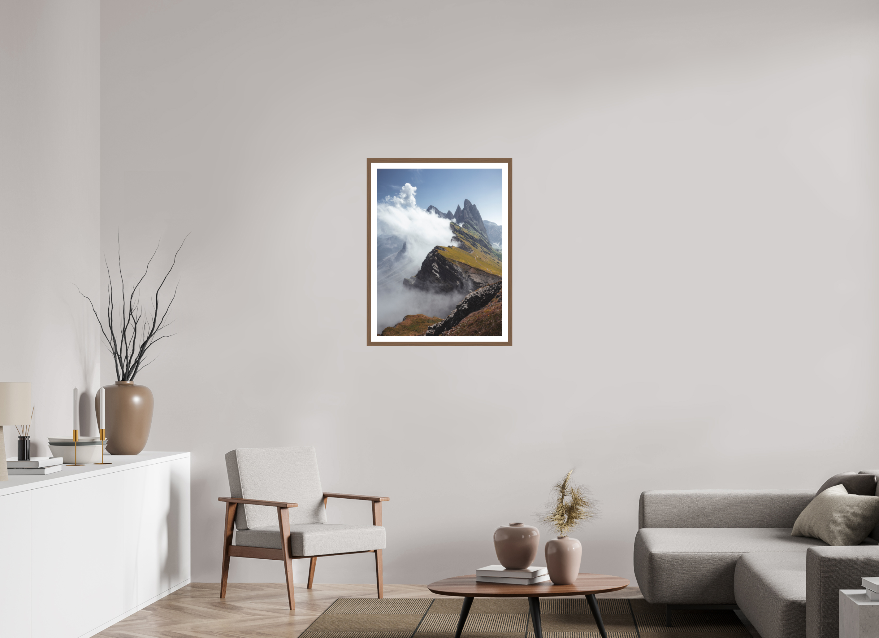 60 x 80 cm, Walnut Frame The Seceda Wall
