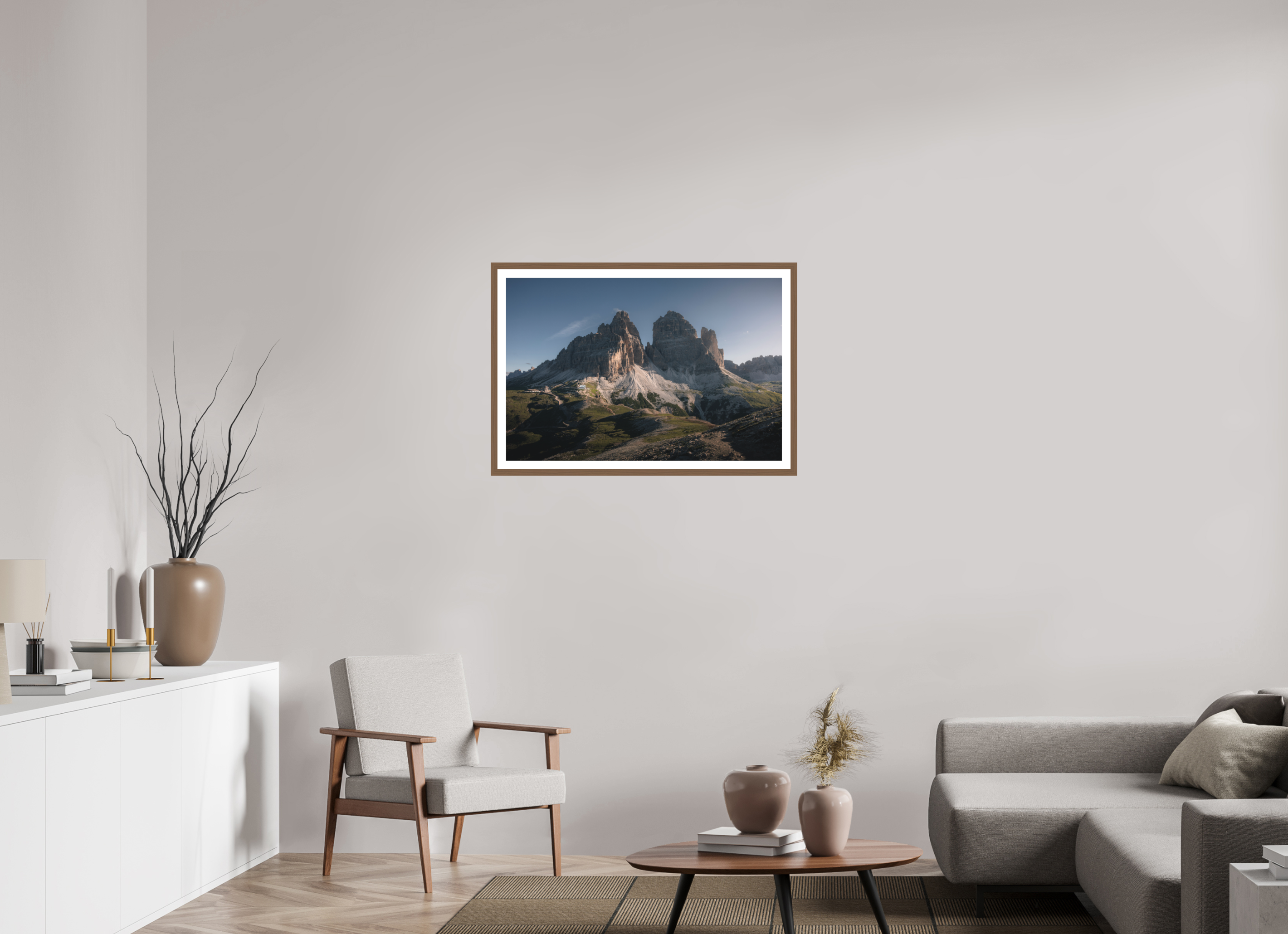 90 x 60 cm, Walnut Frame Rifugio Auronzo 2.0