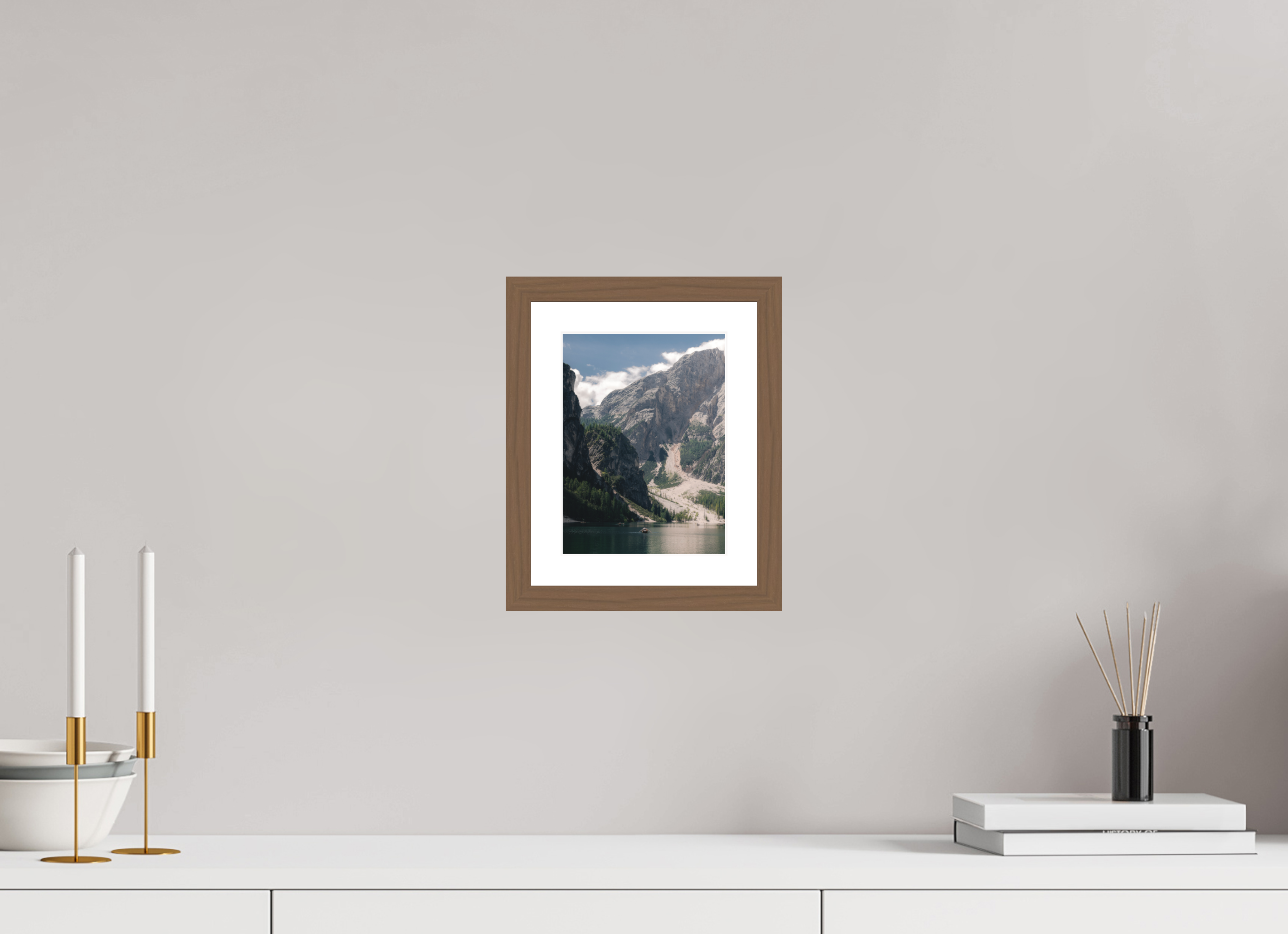 15 x 20 cm, Walnut Frame Lago Di Braies