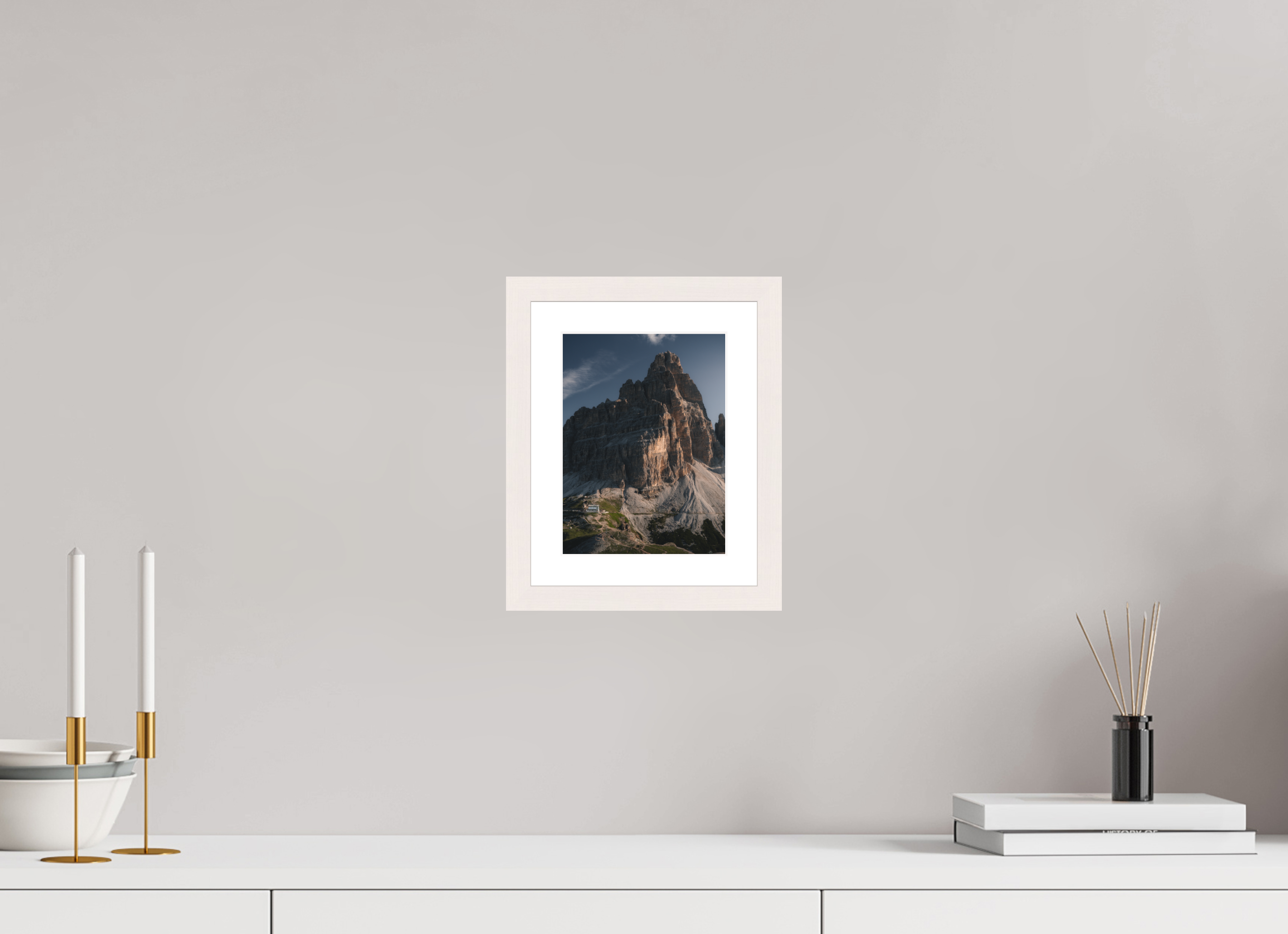 15 x 20 cm, White Maple Frame Rifugio Auronzo at Tre Cime