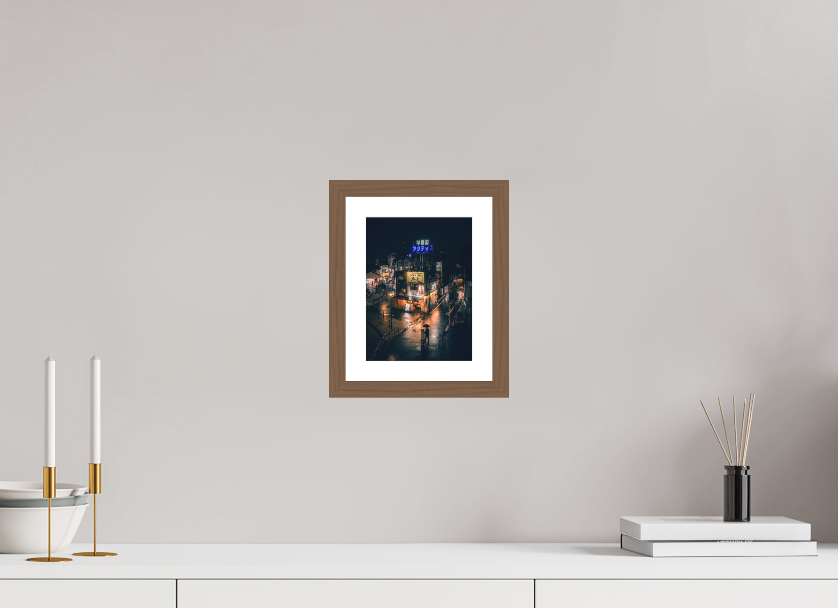 15 x 20 cm, Walnut Frame Couple at Shiinamachi