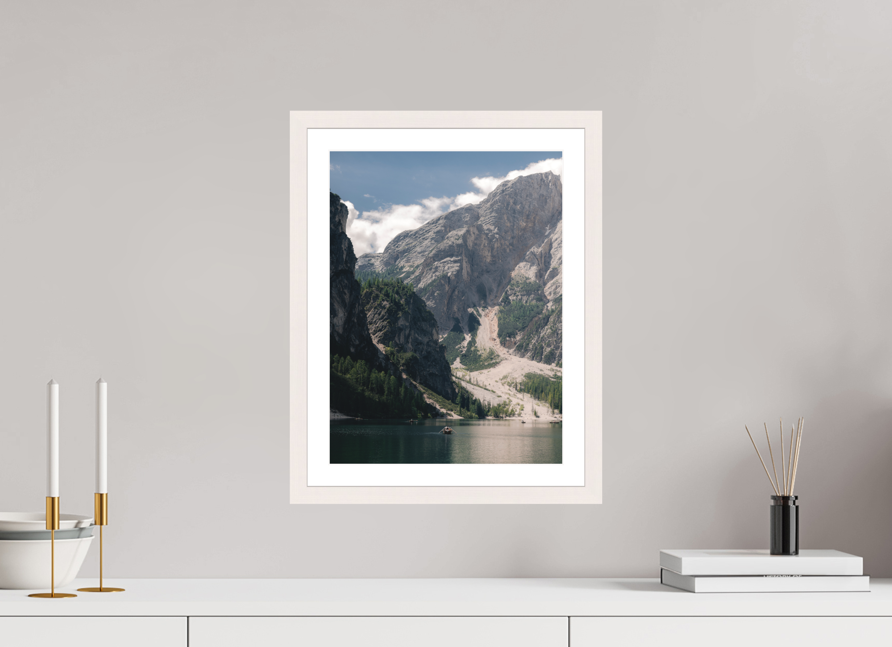 30 x 40 cm, White Maple Frame Lago Di Braies
