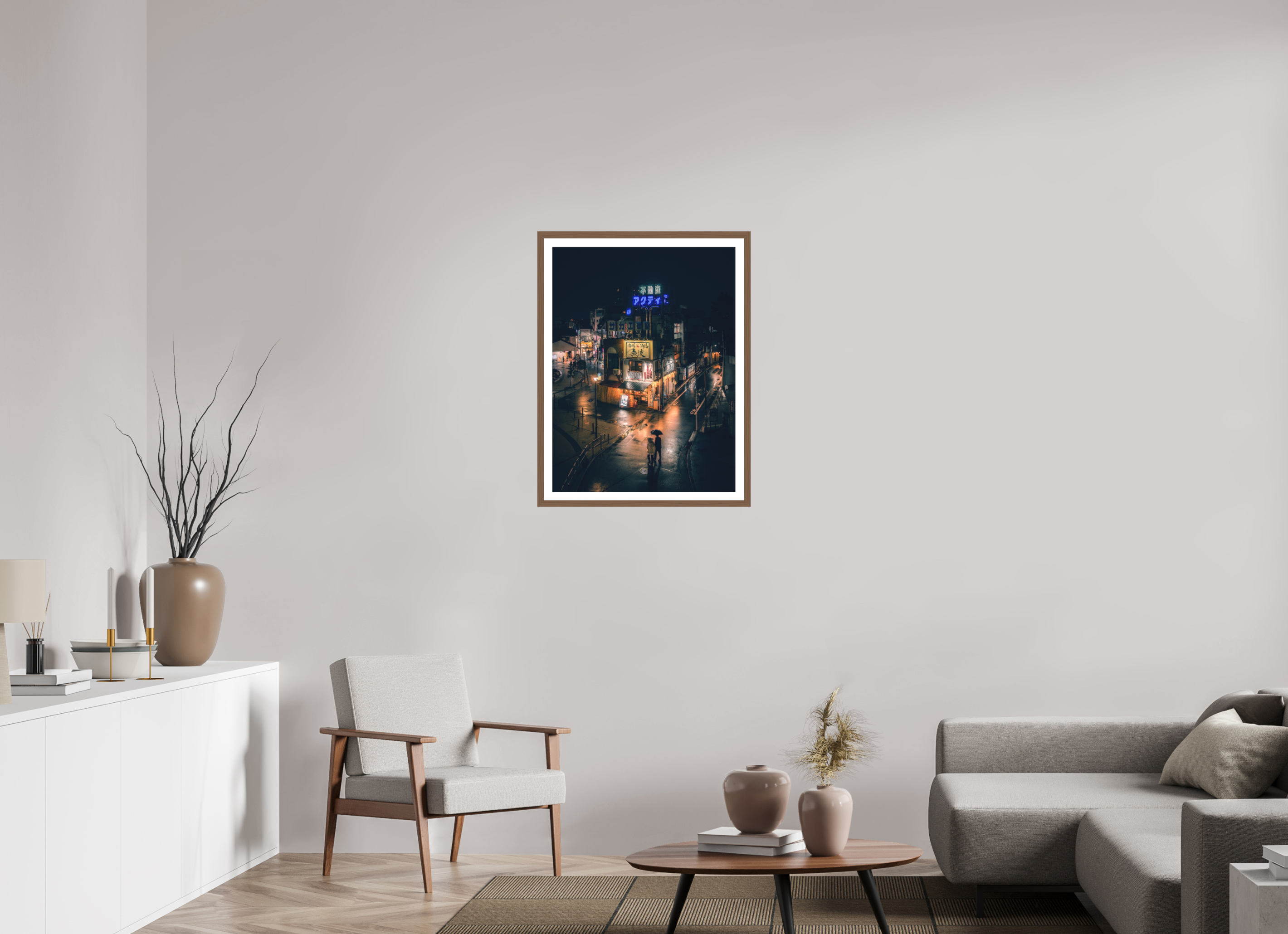 60 x 80 cm, Walnut Frame Couple at Shiinamachi