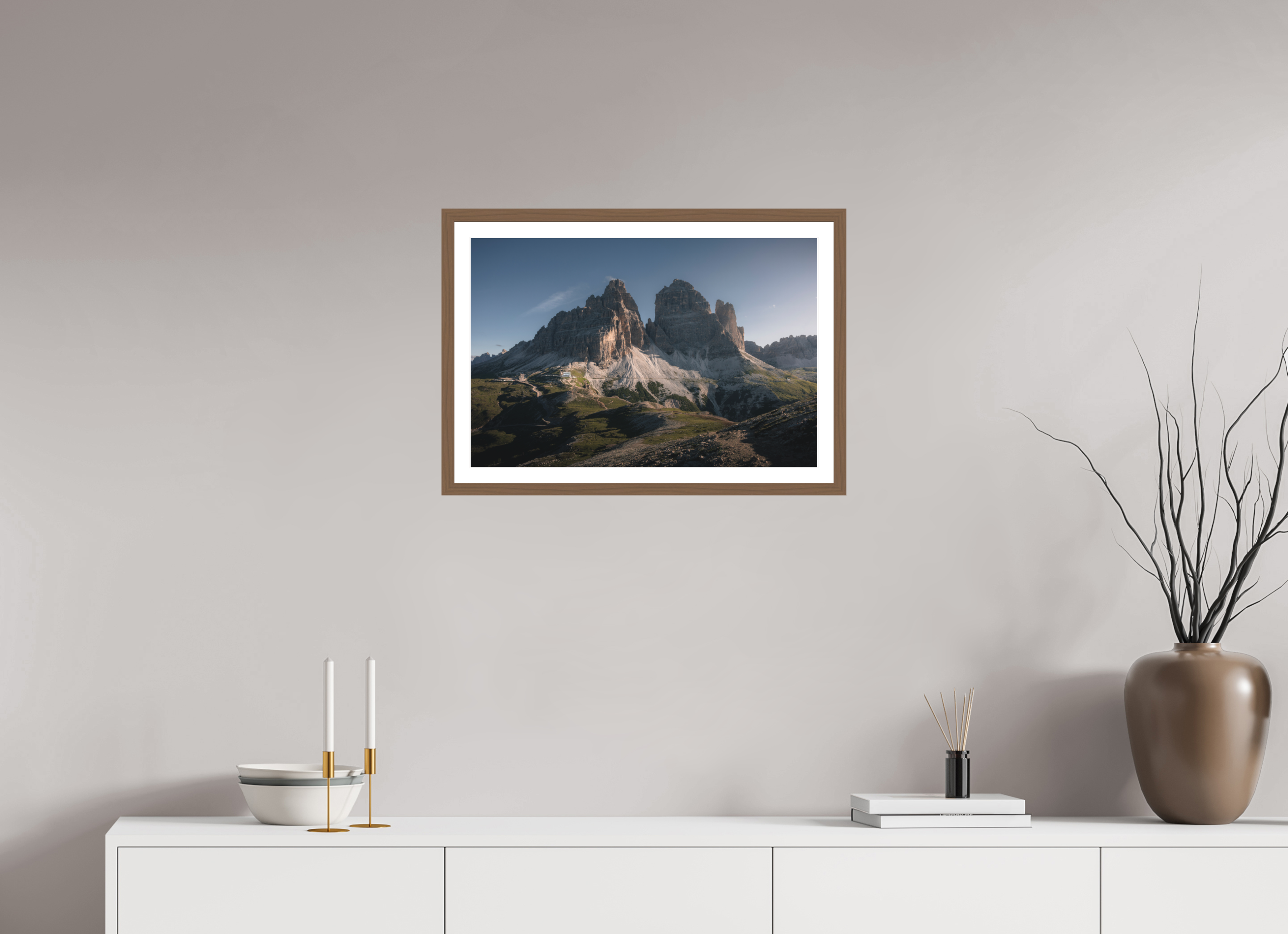 60 x 40 cm, Walnut Frame Rifugio Auronzo 2.0