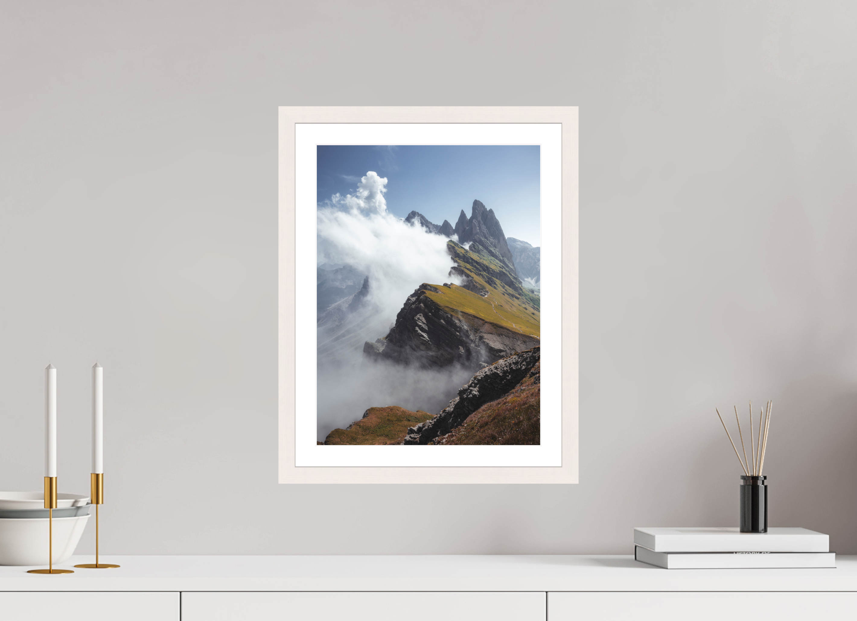 30 x 40 cm, White Maple Frame The Seceda Wall
