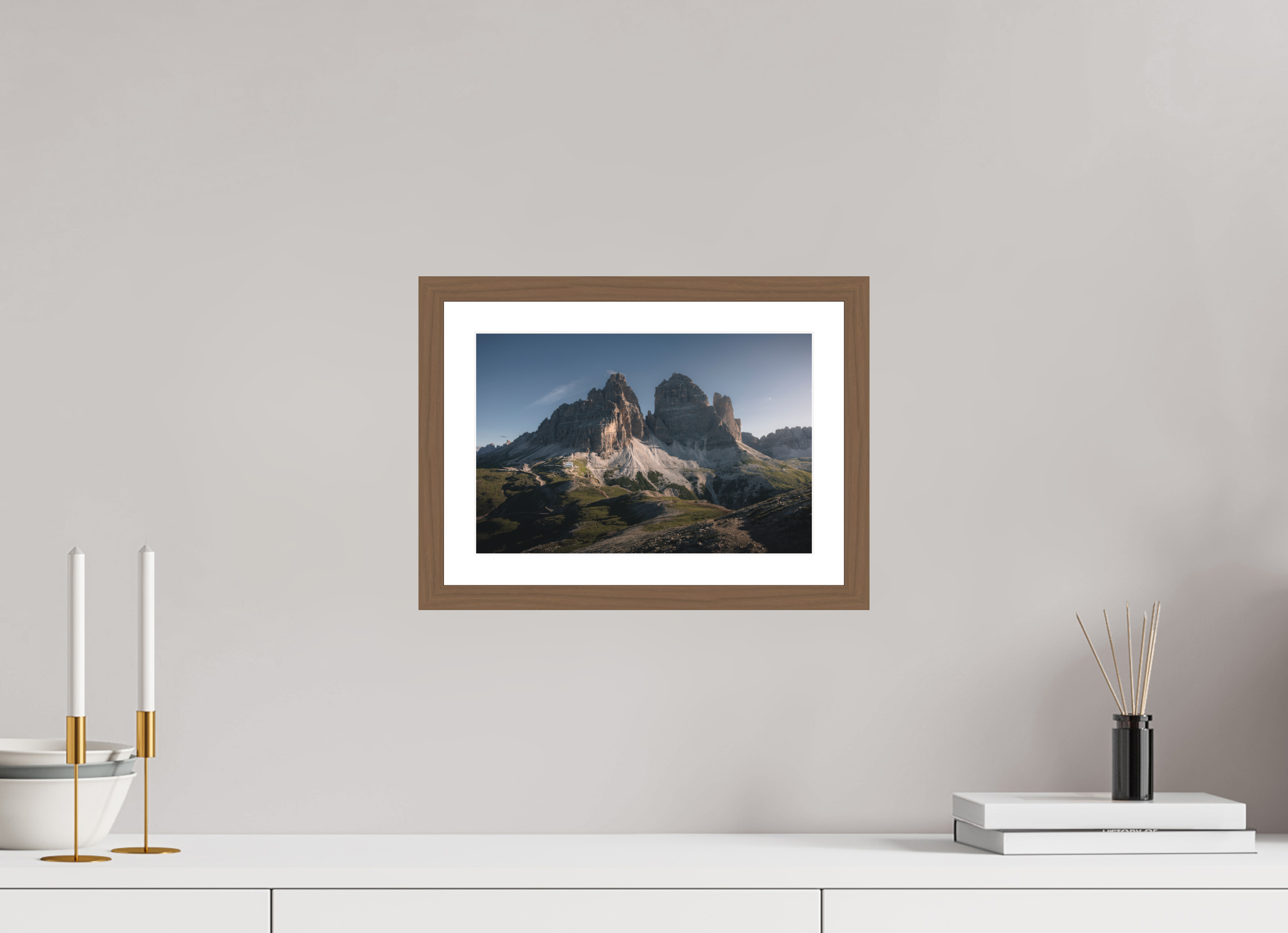 30 x 20 cm, Walnut Frame Rifugio Auronzo 2.0