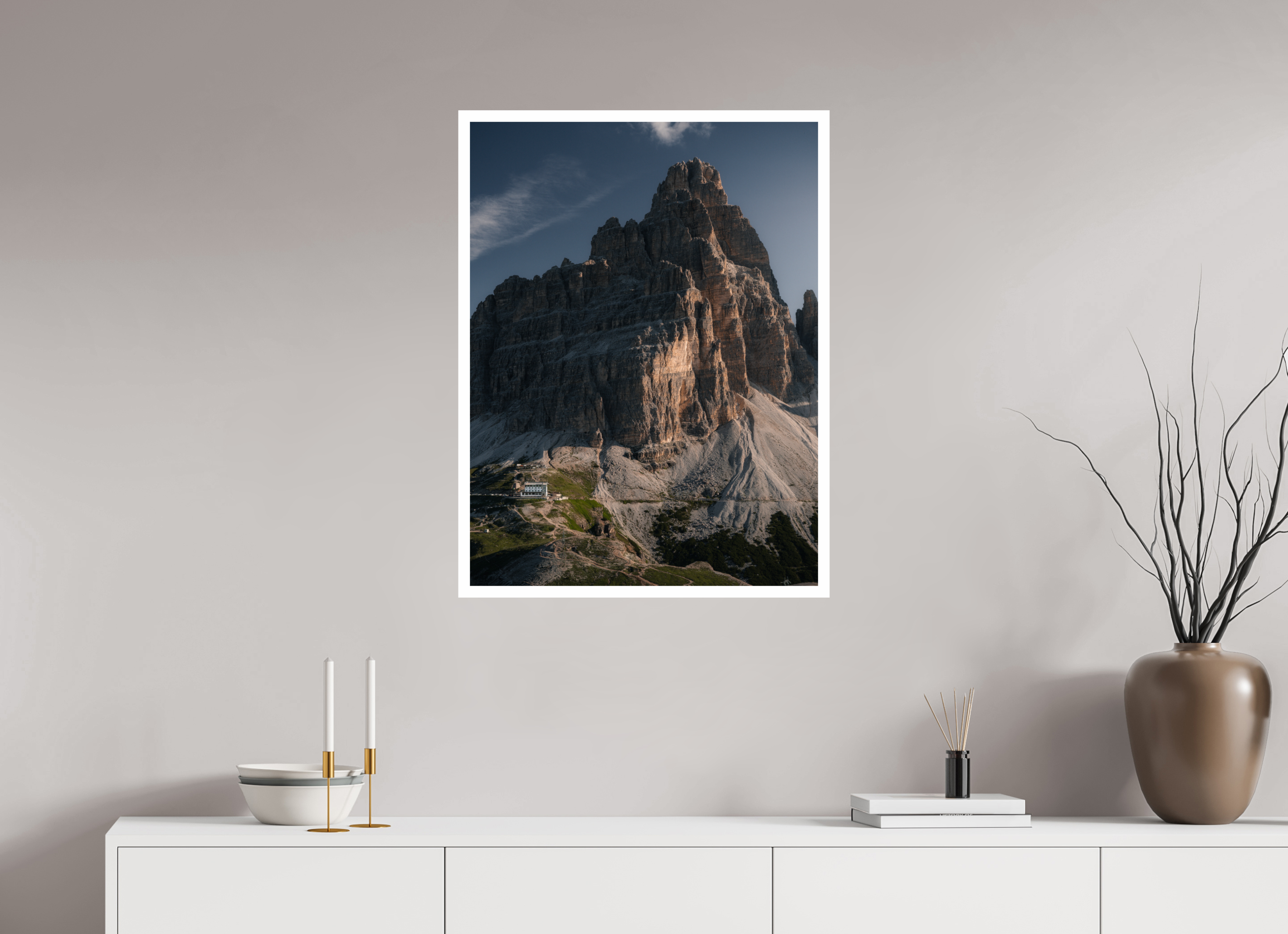 60 x 80 cm, Fine Art Print Rifugio Auronzo at Tre Cime
