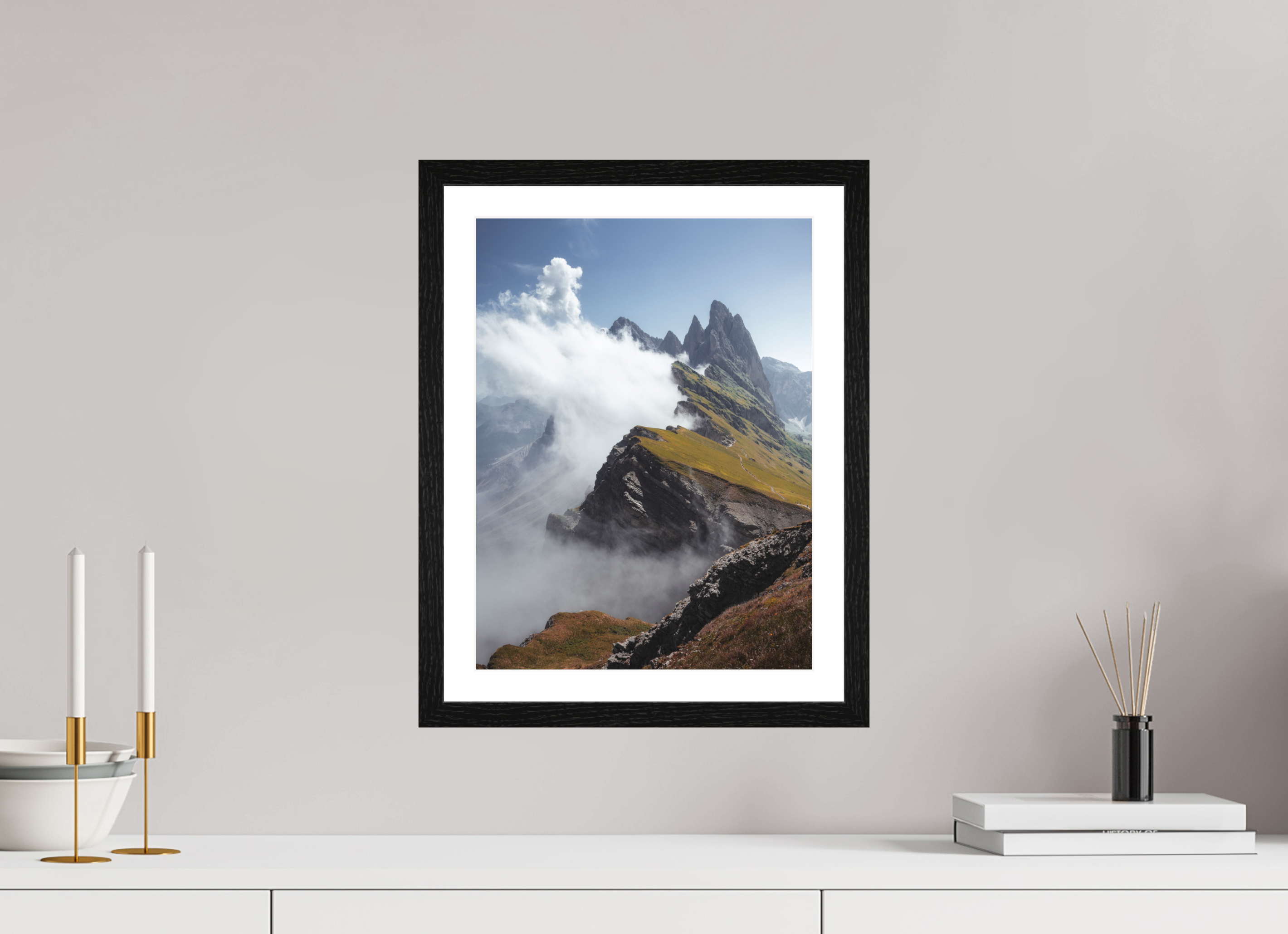 30 x 40 cm, Black Oak Frame The Seceda Wall