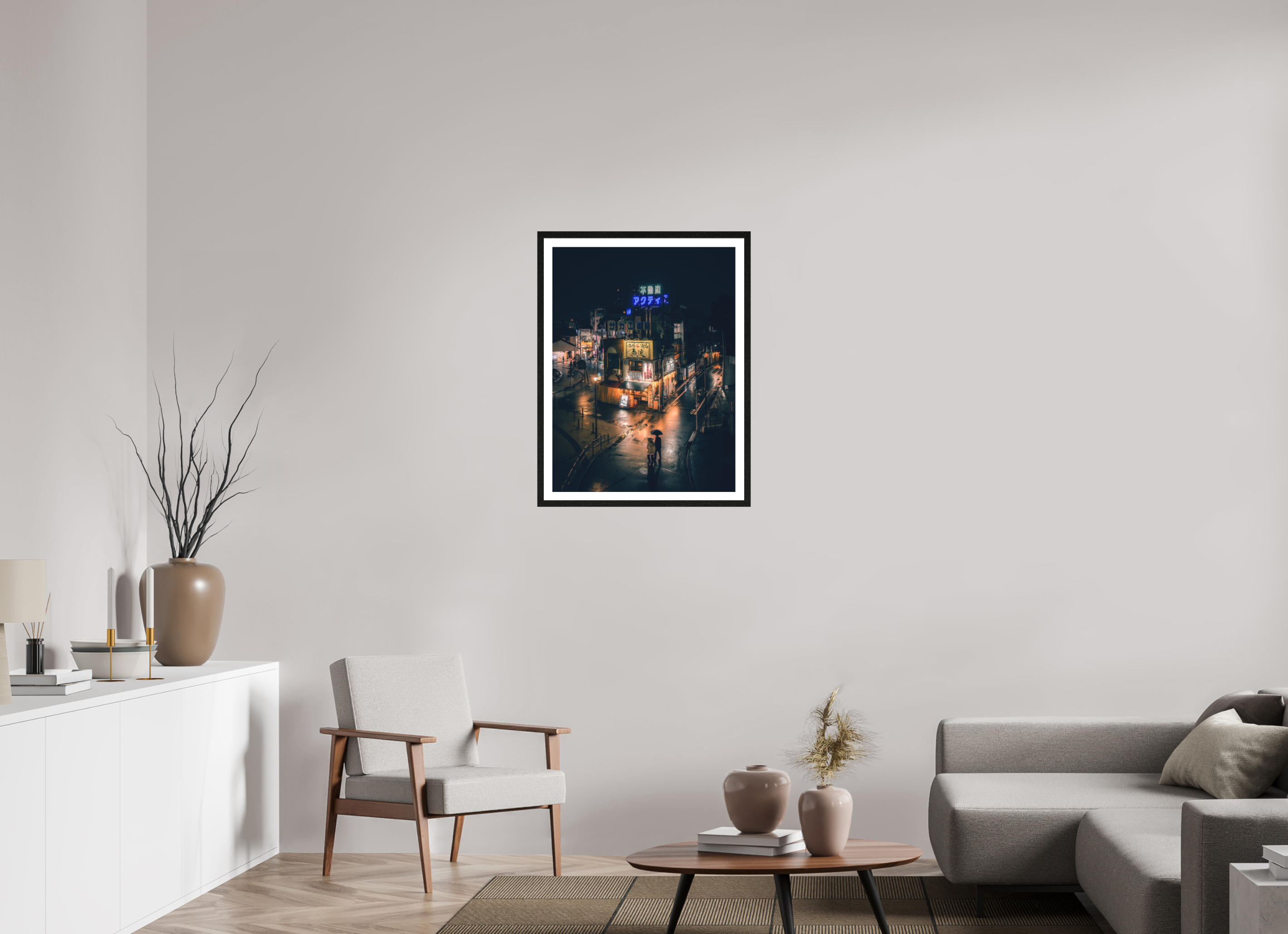 60 x 80 cm, Black Oak Frame Couple at Shiinamachi