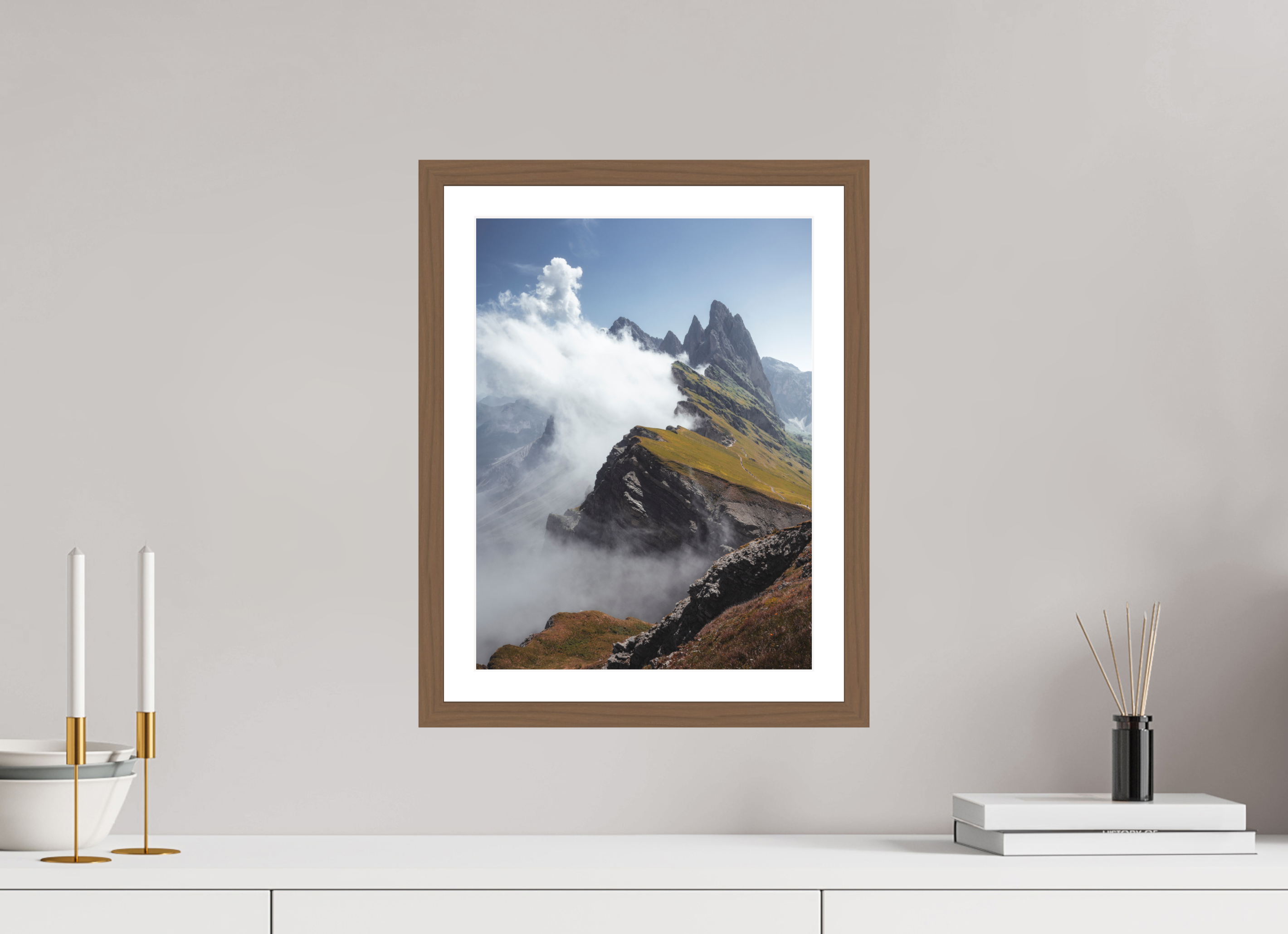 30 x 40 cm, Walnut Frame The Seceda Wall