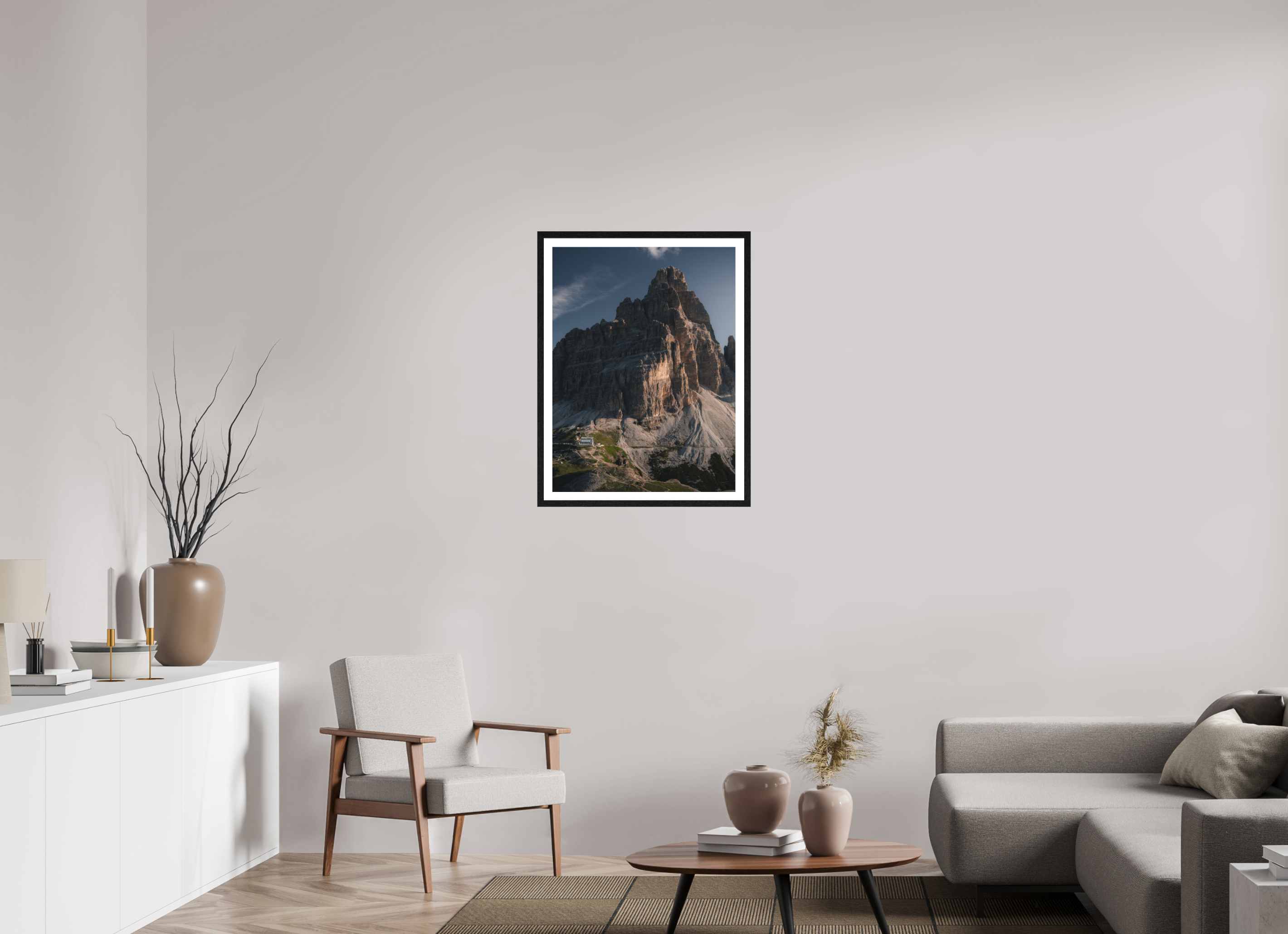 60 x 80 cm, Black Oak Frame Rifugio Auronzo at Tre Cime