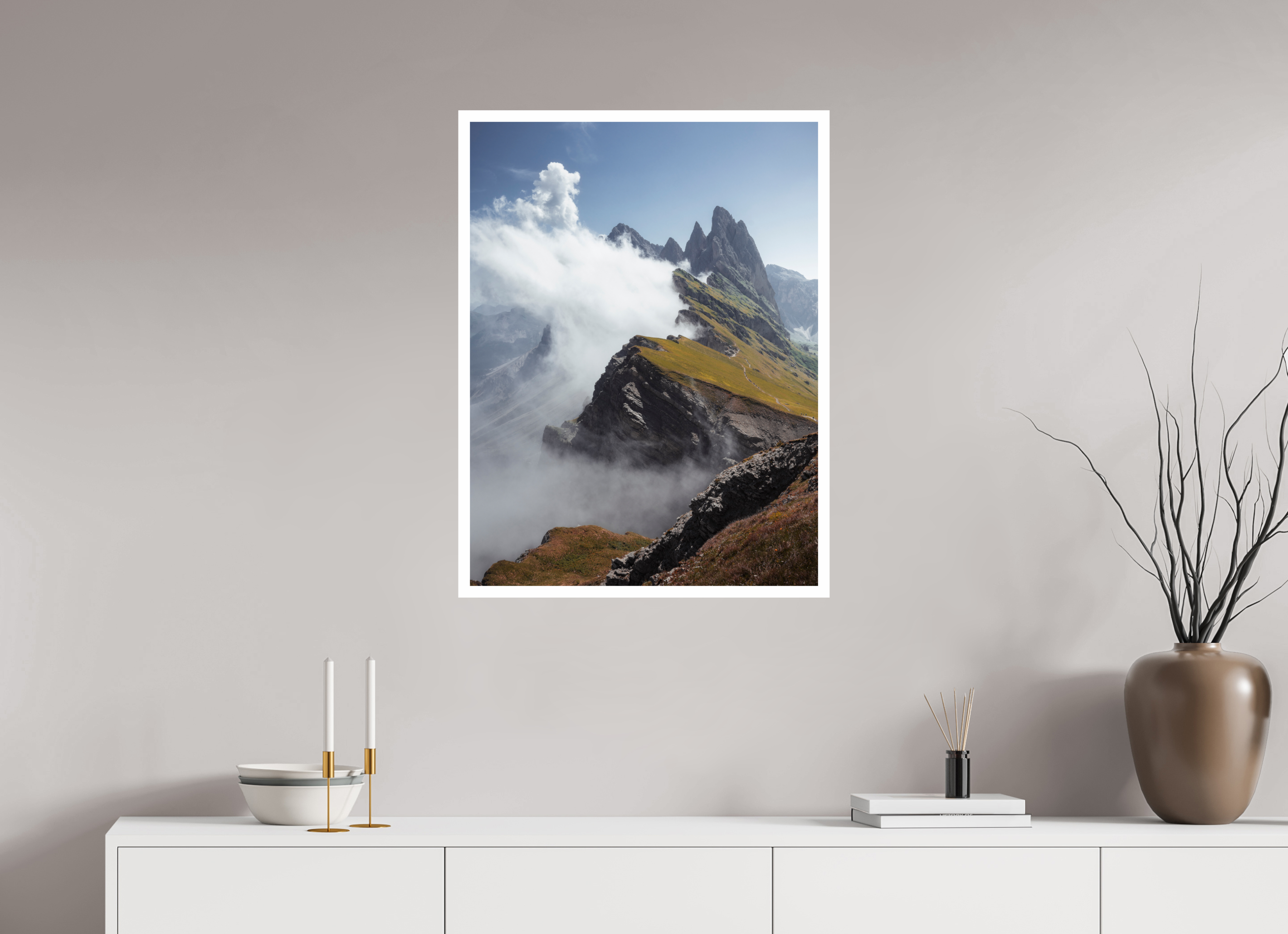 60 x 80 cm, Fine Art Print The Seceda Wall